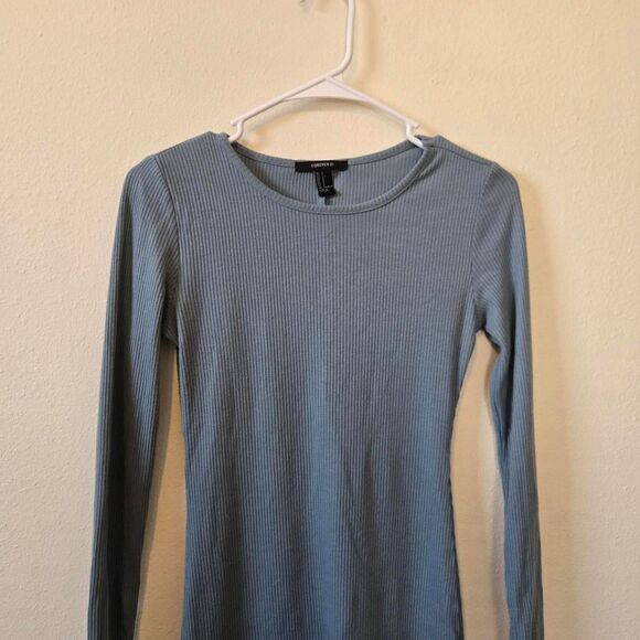 Women's Forever 21 Ribbed Body Con Fitted Long Sleeve Midi Dress Small - Picture 3 of 5